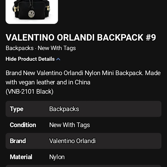 Valentino Orlandi Vegan Leather Tag - Picture 2 of 16